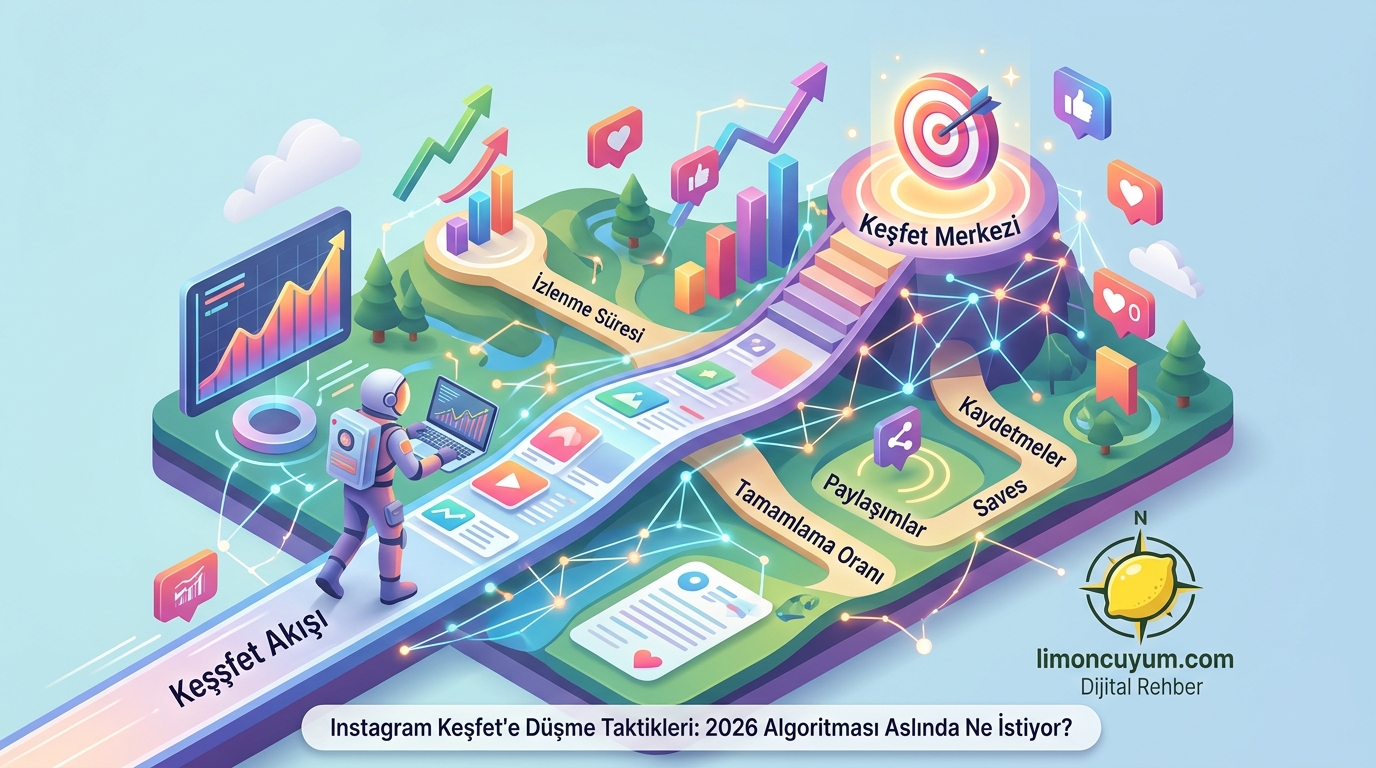 Instagram Keşfet'e Düşme Taktikleri: 2026 Algoritması Aslında Ne İstiyor? kapak görseli