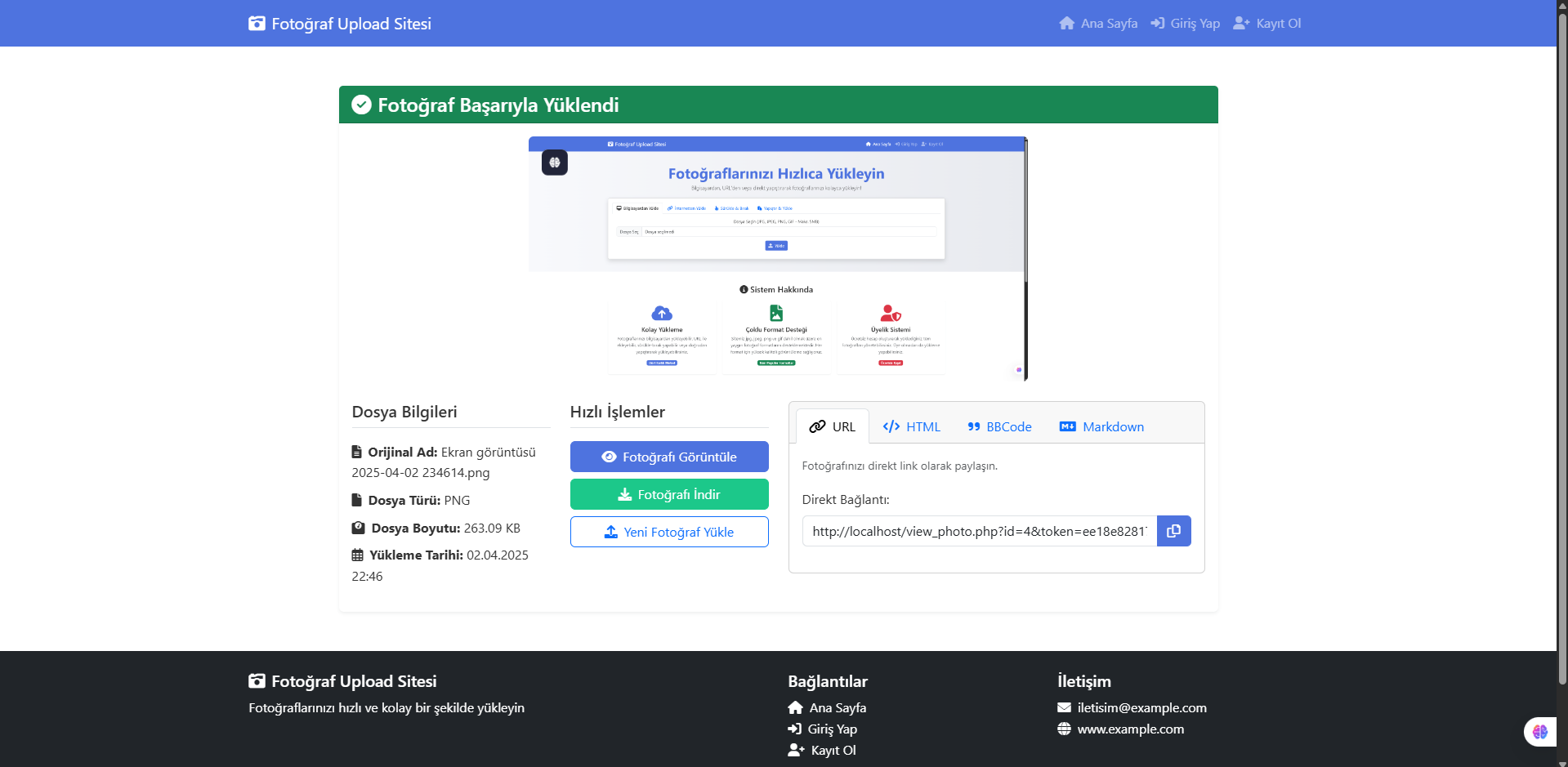 FotoUpload - Fotoğraf Upload Ücretsiz Script proje görseli