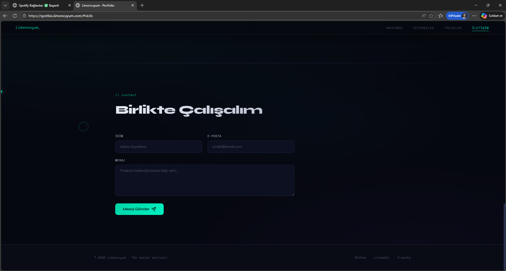 spotbio / destek scripti - proje ekran görüntüsü