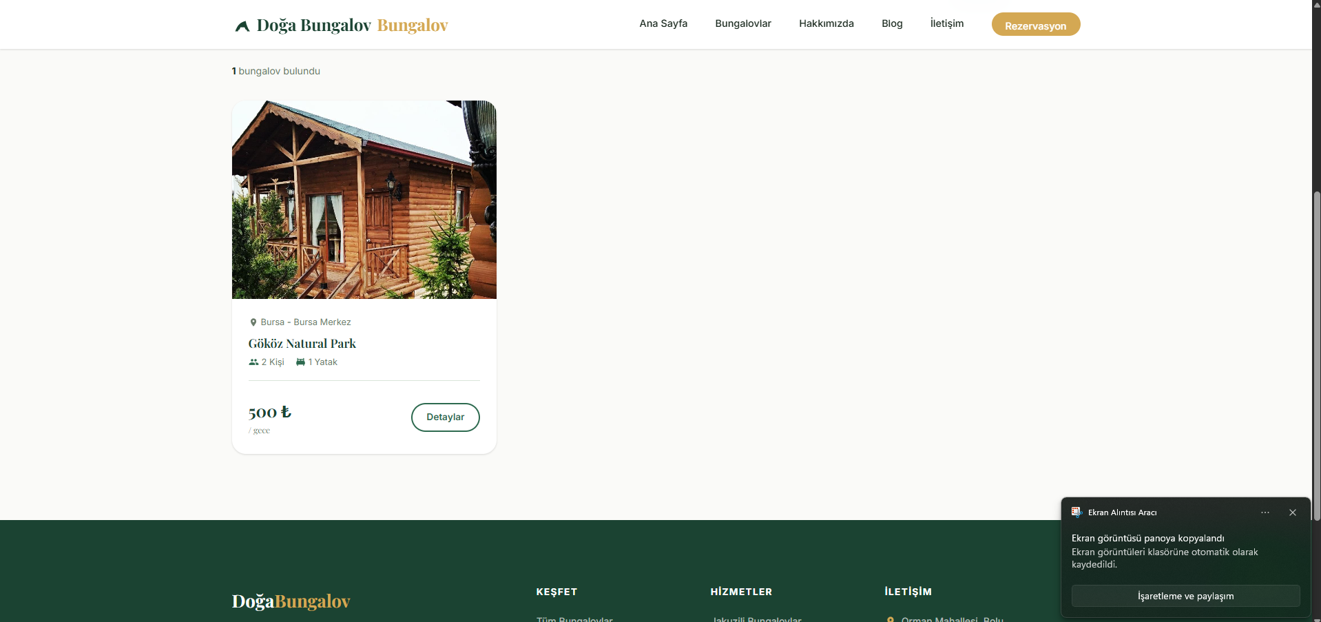 Gelişmiş PHP Bungalov Kiralama