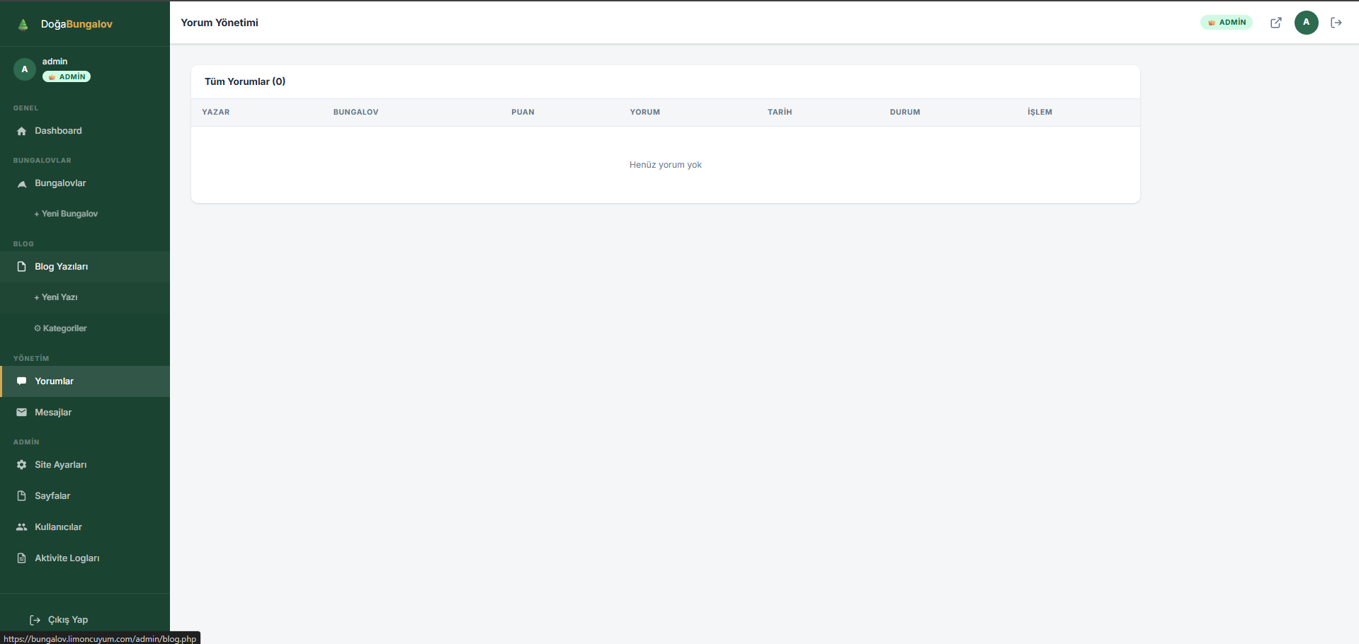 Gelişmiş PHP Bungalov Kiralama