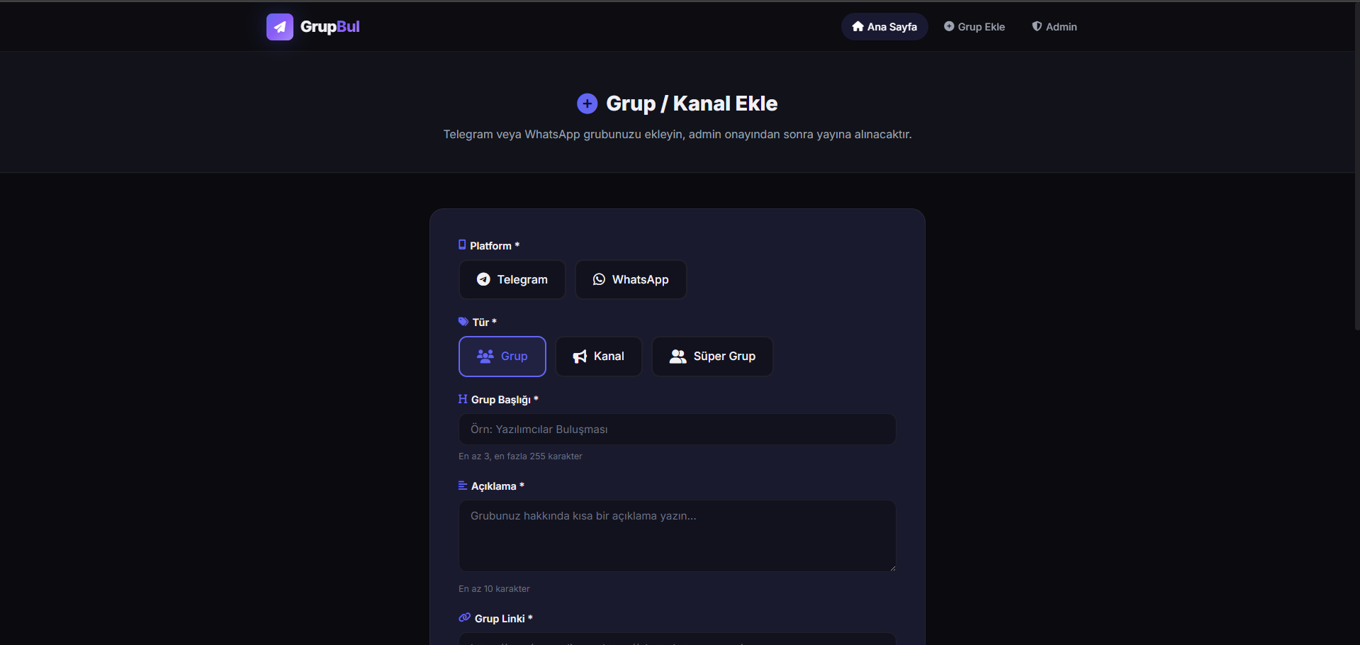 GrupBul: Yeni Nesil Telegram & WhatsApp Grup Keşif Platformu